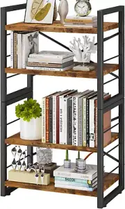 Bookshelf, Dorm Desk Hutch, Desk Shelf Organizer, 4 Tier Stackable Bookcase, Adj