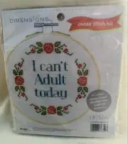 Dimensions Counted Cross Stitch Kit “I Can't Adult Today” Unopened