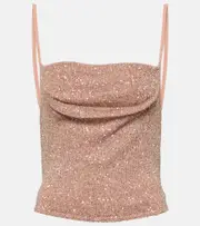 [Altuzarra] Altuzarra Diaplo metallic knit crop top AU 16 pink