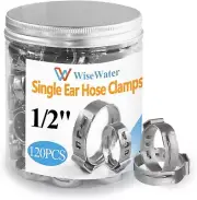 120 Pcs 1/2" Single Ear Hose Clamps, 304 Stainless Steel for PEX Pipe Connection