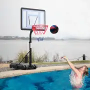 31"x22" Portable Swimming Pool Transparent Backboard Basketball Stand Adjustable