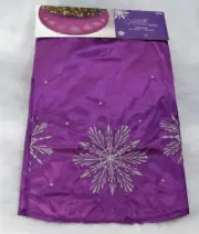 Purple Satin Tree Skirt w Silver Snowflakes & Beads ~ Jaclyn Smith NWTs