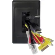 Black Wall Plate Wallplate W/Brush Outlet Cover Management Cable Tidy Organiser