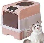 Cat Litter Tray, Large Cat Litter Tray with Lid, with Lightweight Scoop Odour Control Sieve for Indoor Corner Easy Clean