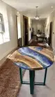 Ocean Epoxy Resin Corner Coffee Table Top, Round Wooden Table Top, Home Decor