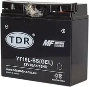 TDR YT19BL-BS 12V 18Ah CCA:170 GEL Motorcycle Battery for Motorcycle, Snowmobile, ATV, Dirt Pit Bike, Maintenance-Free, Re-Chargeable, AGM Technology Replace for R1100GS R1100RS R1150R K1100LT