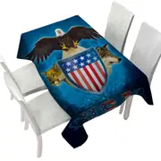 USA Trinity Eagle Leopard Wolf Tablecloth
