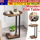 C-Shaped End Table Sofa Side Table with Metal Frame Small Space