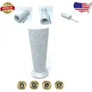 Elegant White Granite Memorial Flower Holder with Secure Ground Spike - USA Made