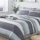 Striped Quilt Duvet Doona Covers Set Double/Queen/King Size Bedding Pillowcases