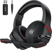 Wireless Gaming Headset with Microphone for PC PS4 PS5 Playstation 4 5, 2.4G Wir