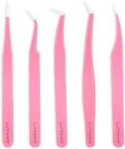 Eyelash Extension Tweezers Set 5 PCS Tweezers for Extensions-Pink