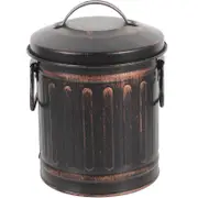 Metal Ash Container with Lid, Durable Bucket for Kitchen and Restaurant Black 19.00X13.00X13.00CM