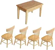 Totority Wooden Miniature Desk and Chair Set 1:12 Scale Dollhouse Furniture Mini House Supplies for Boys and Girls