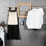 Rolano Bamboo Wall Mounted Drying Rack,Clothes drying rack wall mounted for laundry(20 INCH),wall drying rack with 5 hooks 8 arms,laundry drying rack wall mount,drying rack wall mounted 80lb capacity.