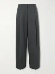 [TOTEME] TOTEME - Pleated Recycled-twill Straight-leg Pants - Gray - DK34 DK 34 Gray