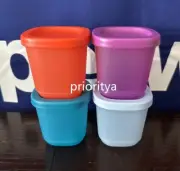 Tupperware Mini Basic Bright Square Container Set of 4 Assorted Color New