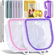 TsMADDTs Nail Soaking Bowl, Gel Polish Remover Kits with 2 Soak Off Bowls, 4 Grit Nail Files, 2 Grit Buffer Block, Cuticle Remover Tools and 15ML Cuticle Oil, Clean Brush, Manicure at Home
