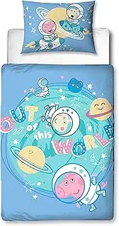 Peppa Pig George Official Junior Toddler Cot Bed Duvet Cover, Stars Range | Reversible 2 Sided Stars Design with Matching Pillowcase, Polycotton
