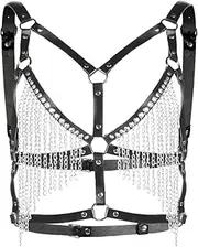 [Generic] Women's Punk Chest Harness Bra Body Chain PU Leather Halloween Gothic Club Belt