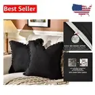 Stylish Pack of 2 Black Tassel Pillow Covers - Perfect for Any Room - 22 Inch