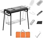 Charcoal BBQ Grill Set, Charcoal Barbecue Grill Folded Barbecue Grill with Stora