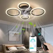 Modern Ceiling Fans with Lights and Remote, Low Profile Flush Mount Ceiling F...