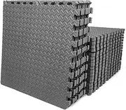 Puzzle Exercise Mat 3/4 Inch Thick, Foam Interlocking Floor Mats 24 X 24 Inch Tiles, Eva Foam Flooring for Home Gym, Fitness Garage, Exercise Equipment Mat 96 Sq. Ft, Black