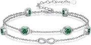 [Wasee] Bracelet/Anklet for Women 925 Sterling Silver Birthstone Bracelet Birthday Adjustable Anklets Jewelry for Women