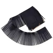 2 Yards Leather Fringe Trim, 4 Inch PU Leather Tassels Tassel Trim 4" Black