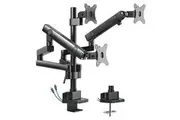 Brateck Aluminium Slim Pole Held Mechanical Spring Triple Monitor Arm [LDT20-C036UP]