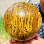3.05lb Large Natural Gold Tiger's Eye Stone Quartz Crystal Sphere Specimen Reiki