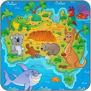 [suojapuku] Coasters for Drinks,Leather Coaster Set of 6,Cartoon Kangaroo Bear Koala,Coasters for Cups Home Kitchen Decor