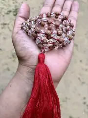2 Pc- 5 Mukhi RUDRAKSHA Rudraksh + Crystal Quartz Mala ROSARY 108+1 Prayer Beads