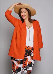 [TS] Taking Shape Drape Linen Bamboo Cardigan Size 10-12 in Paprika - Plus Size Women's Clothing Paprika