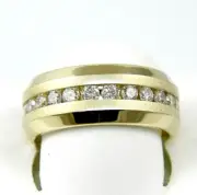 Natural Round Diamond Channel Men's Cluster Ring Band 14k Yellow Gold 1.08Ct