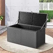 [LI LIVSIP] 310L Outdoor Storage Box Waterproof Container Cabinet Bench Black and Grey