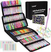 Lyuvie 160 Pack Glitter Gel Pens Set,80 Coloured Gel Pens with 80 Glitter Refills & 1 Adult Colouring Books for Writing Drawing Doodling Crafts Scrapbooking Journaling