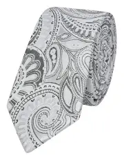 [Johnny Bigg] Mono Paisley Jacquard Tie Tall in Silver