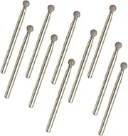 Diamond Ball Burrs Set, 3x2mm Diamond Ball Point Head Mounted Burr Drill Bits for Jewelry, Glass, Ceramic, Pack of 10