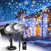 Double-Head Projector Lights Outdoor Snowflake Projector Lights Indoor Waterproof Projection Lights for Xmas Christmas Decorations LED Holiday Snowfall Light Projector for Outside Wall Window Yard