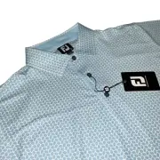 Footjoy Leaf Print Polo Lake Blue White Large