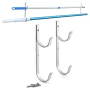 2Pcs Pool Aluminum Alloy Hanger with Screws for Pool Pole Hose Brush Leaf Rake Garden Tool