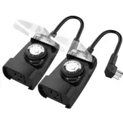 G-Homa 24 Hour Mechanical Outdoor Timer Outlet, Outdoor Timer for Lights, 3-P...