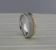 Sterling Silver Trinity Knot Wedding Ring w 10K Faith Rail Edge Boru Size 10.5