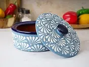 Ceramic Tortilla Warmer, Handmade Talavera Mexican Pottery Puebla Tortilla Holder, Keeps Warm for Tacos Tuesday, Stews, Casseroles, Burritos, Pasta, Microwave Safe, Bowl With Lid, Tortilleros