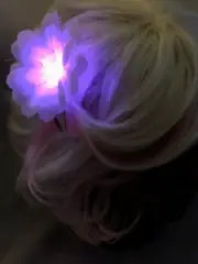 Rainbow LED Light-Up Hair Clips (3) Daisy Bow, Glow-n-Dark Flower, Favor, EDC