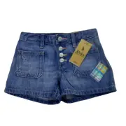 Polo Ralph Lauren Girls Patchwork Cotton Blue Denim Shorts Multi Patch Sz 5 NWT