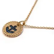 New DAVID YURMAN Ladies Anchor Collectible Charm Necklace 18K Gold, Sapphire 18"