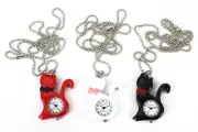 Cat Pendant Necklace Watch Black Cat White Cat Red Cat